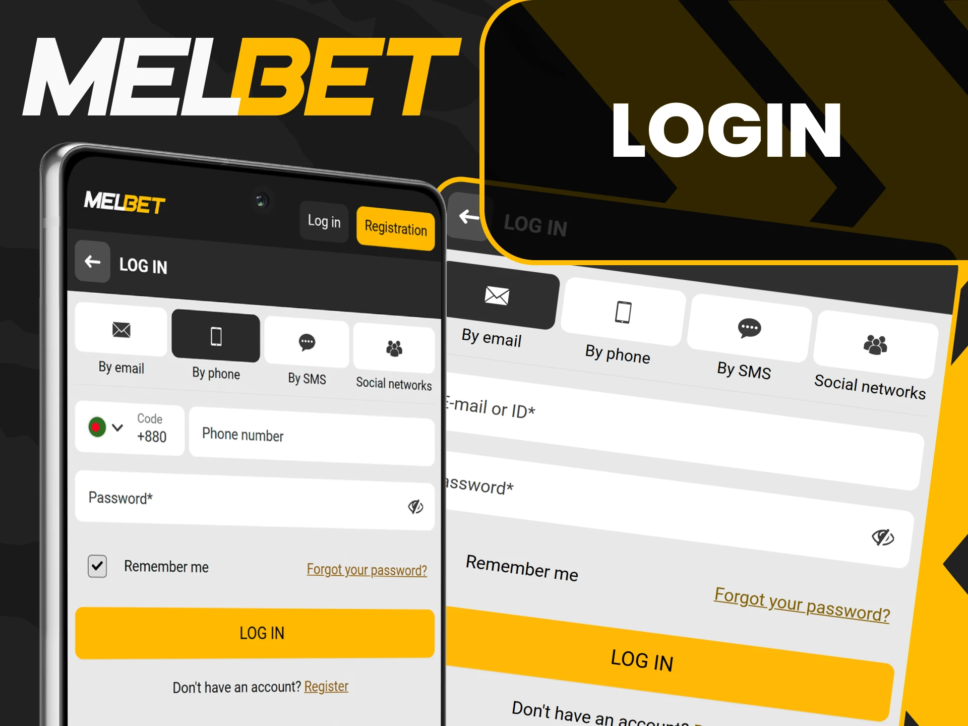 Log in to your personal Melbet account using the application.