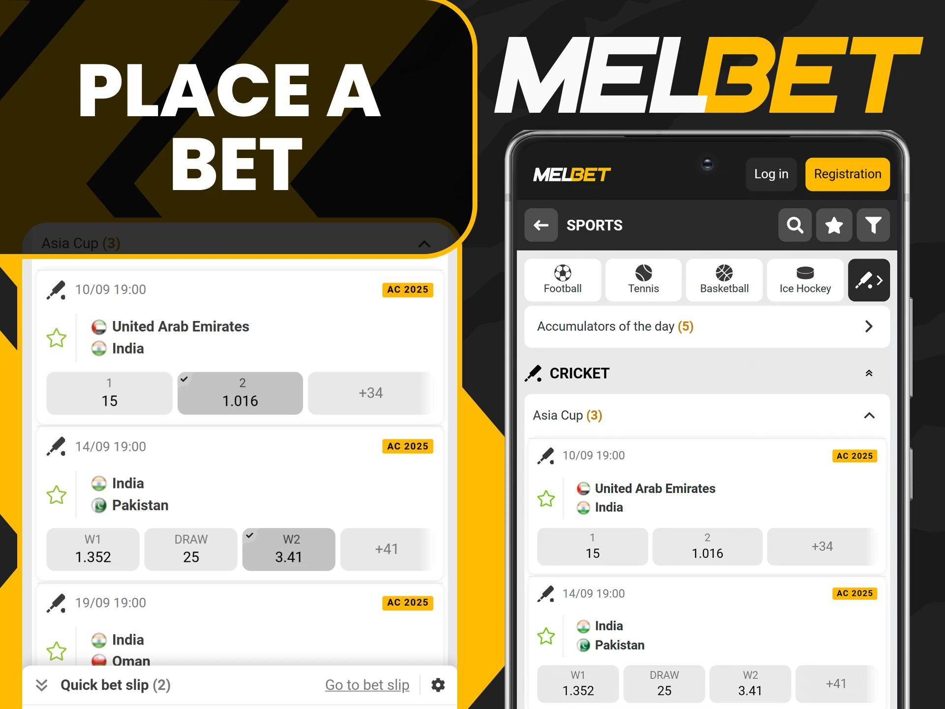 Place your bets in the sports section of the Melbet app.