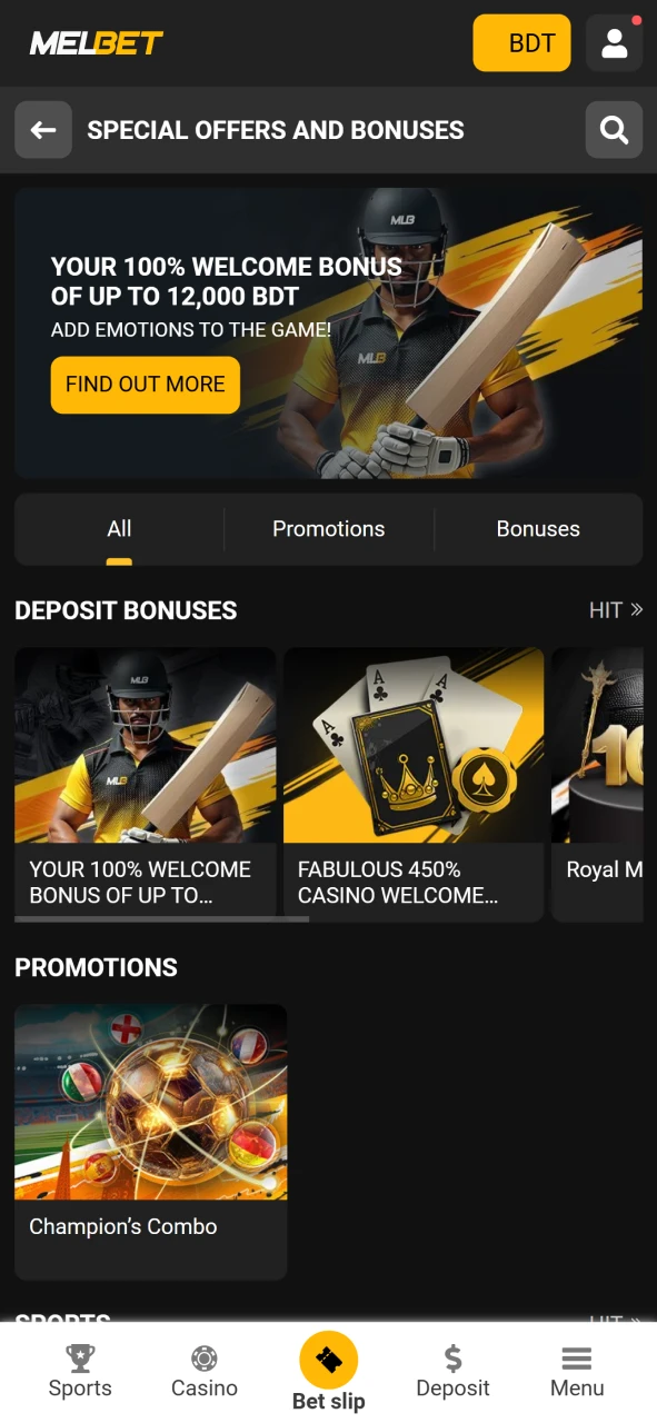 The Melbet application gives a large number of bonuses.