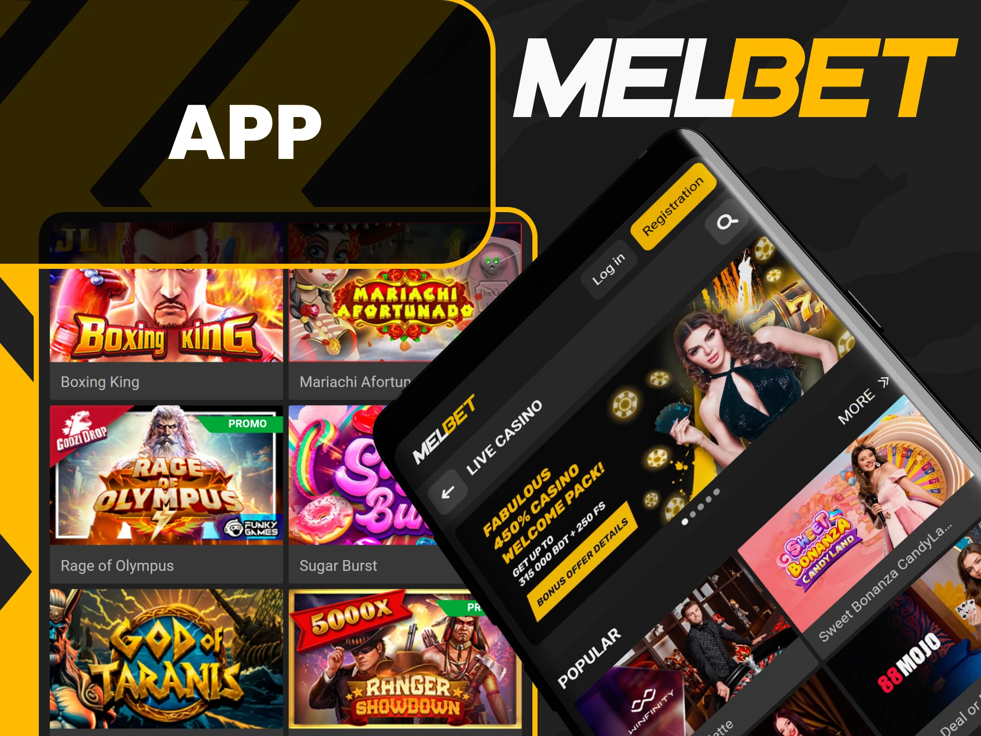 Play casino games directly in the Melbet app.