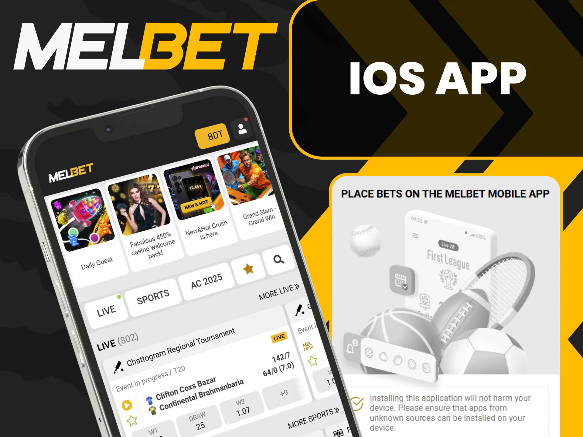 Download the Melbet app for iOS.