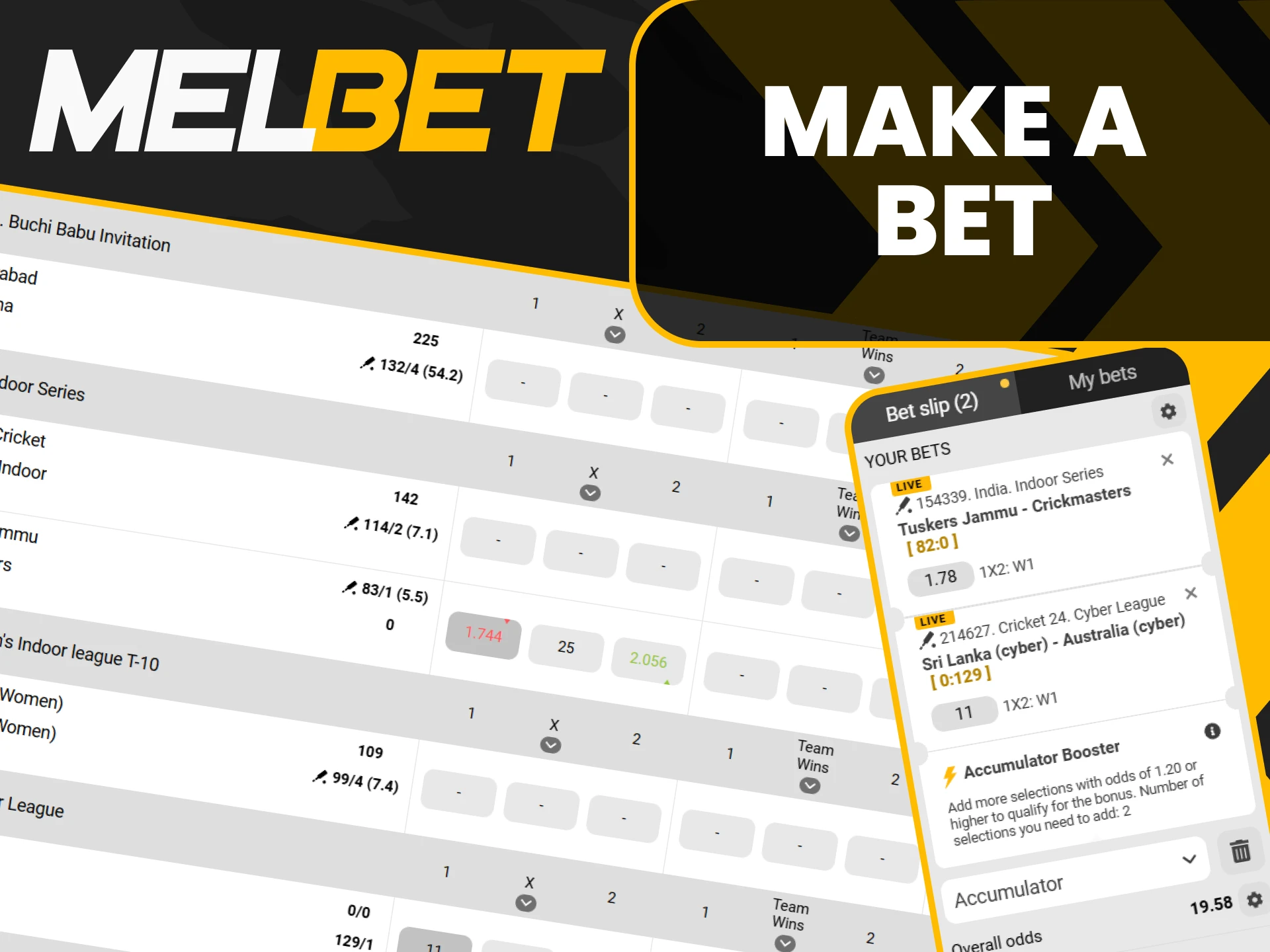 Go to the sports section of the Melbet website for betting.